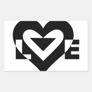 Sticker Rectangulaire Graphique d'amour cool, noir