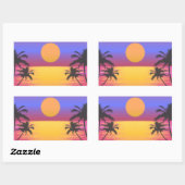 Sticker Rectangulaire Graphique de coucher de soleil tropical (Feuille)