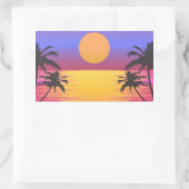 Sticker Rectangulaire Graphique de coucher de soleil tropical (Sac)