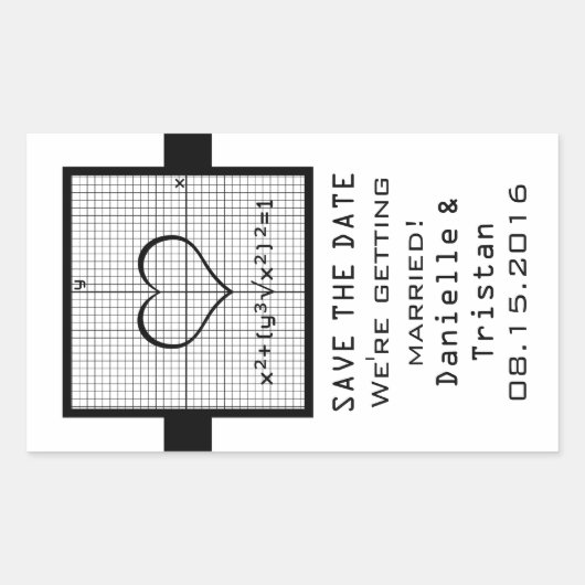 Sticker Rectangulaire Graphique en mathématiques du coeur d'ébène Enregi (Devant)