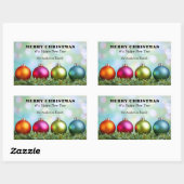 Sticker Rectangulaire Gras Colorful Festive Baubles de Noël (Feuille)