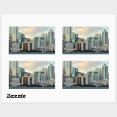 Sticker Rectangulaire gratte-ciel de Miami contre ciel dégagé (Feuille)
