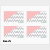 Sticker Rectangulaire Gray Chevron Mint et Coral (Feuille)