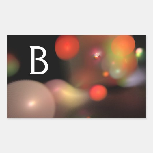 STICKER RECTANGULAIRE GRAY ORANGE JAUNE FRACTAL NOIR BUBBLES MONOGRAMME (Devant)