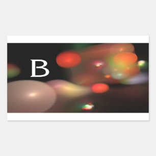 STICKER RECTANGULAIRE GRAY ORANGE JAUNE FRACTAL NOIR BUBBLES MONOGRAMME