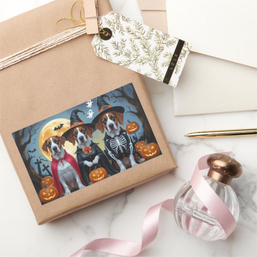 Sticker Rectangulaire Great Dane Dogs Citrouille Halloween Funny (Cadeaux)