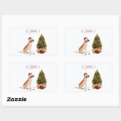Sticker Rectangulaire Great Dane Funny Chien de Noël avec arbre (Feuille)