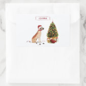 Sticker Rectangulaire Great Dane Funny Chien de Noël avec arbre (Sac)