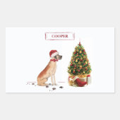 Sticker Rectangulaire Great Dane Funny Chien de Noël avec arbre (Devant)