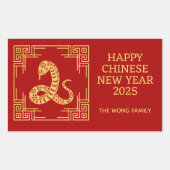 Sticker Rectangulaire Greek Ornament Gold Snake Chinese New Year (Devant)