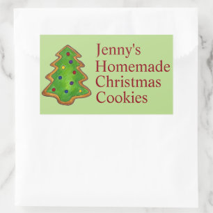 Sticker Rectangulaire Green Christmas Tree Sucre Cookie de vacances