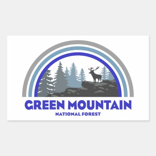 Sticker Rectangulaire Green Mountain National Forest Rainbow Deer (Devant)