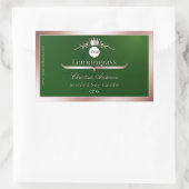 Sticker Rectangulaire Green Product Label Rose Gold Frame Logo Monogram (Sac)