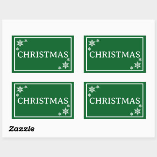 Sticker Rectangulaire Green Snowflakes Simple Christmas Word