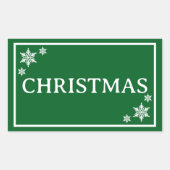 Sticker Rectangulaire Green Snowflakes Simple Christmas Word (Devant)