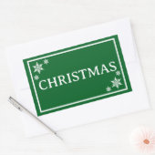 Sticker Rectangulaire Green Snowflakes Simple Christmas Word (Enveloppe)
