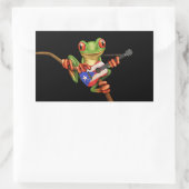 Sticker Rectangulaire Grenouille Arbre Jouer Porto Rico Drapeau Guitare  (Sac)