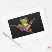 Sticker Rectangulaire Grenouille Arbre Jouer Porto Rico Drapeau Guitare  (Enveloppe)