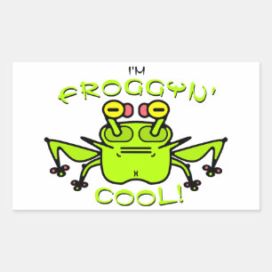 Sticker Rectangulaire Grenouille drôle et cool, personnage de dessin ani