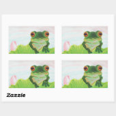 Sticker Rectangulaire Grenouille verte Se détendre dans l'étang (Feuille)