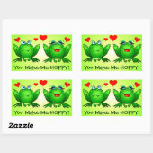 Sticker Rectangulaire Grenouilles Aimez Coeurs Vous Me Faites Hoppy Gree (Feuille)