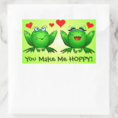 Sticker Rectangulaire Grenouilles Aimez Coeurs Vous Me Faites Hoppy Gree (Sac)