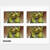 Sticker Rectangulaire Grenouilles Heureuses (Feuille)