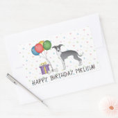 Sticker Rectangulaire Greyhound Italien Bleu Et Blanc - Joyeux anniversa (Enveloppe)