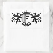 Sticker Rectangulaire Griffins encadrant un bouclier avec la lettre "F" (Sac)