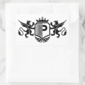 Sticker Rectangulaire Griffins encadrant un bouclier avec la lettre "P" (Sac)