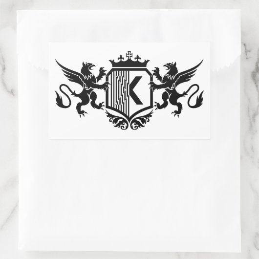 Sticker Rectangulaire Griffins encadrant un bouclier avec la lettre "X" (Sac)