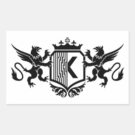 Sticker Rectangulaire Griffins encadrant un bouclier avec la lettre "X" (Devant)