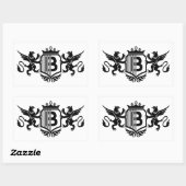 Sticker Rectangulaire Griffins flanquant un bouclier avec la lettre "B" (Feuille)