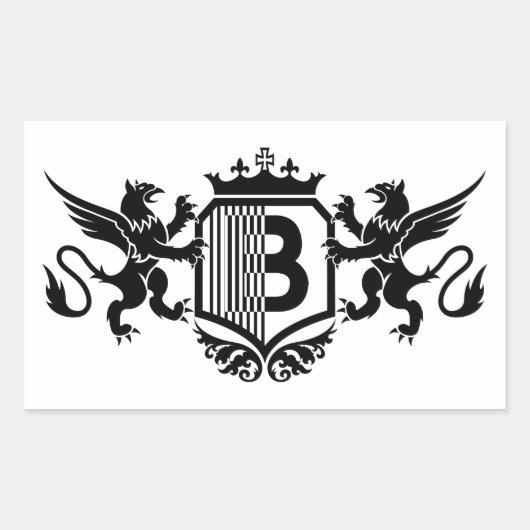 Sticker Rectangulaire Griffins flanquant un bouclier avec la lettre "B" (Devant)