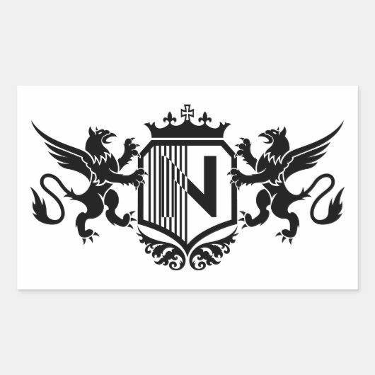 Sticker Rectangulaire Griffins flanquant un bouclier avec la lettre "N" (Devant)
