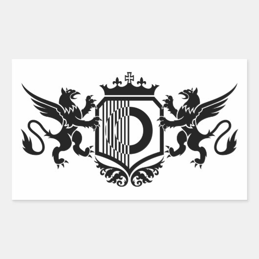Sticker Rectangulaire Griffins flanquant un bouclier avec la lettre "O" (Devant)
