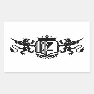 Sticker Rectangulaire Griffons encadrant un bouclier avec la lettre "Z"