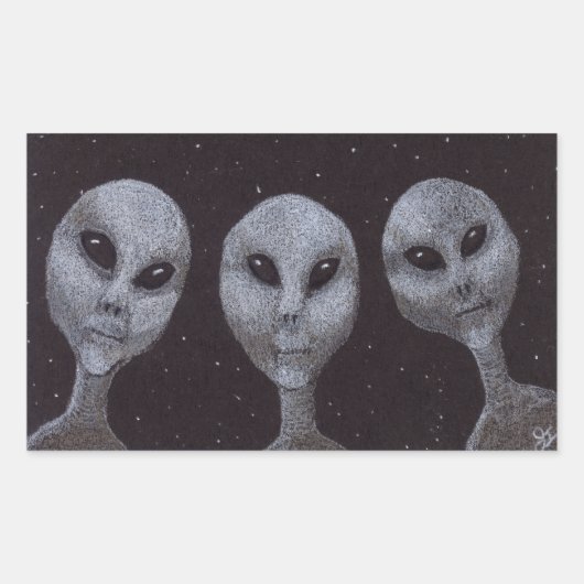 Sticker Rectangulaire Gris Alien (Devant)