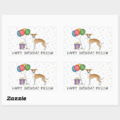 Sticker Rectangulaire Gris Italien Blanc Et Faun - Joyeux Anniversaire (Feuille)