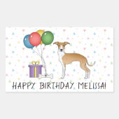 Sticker Rectangulaire Gris Italien Blanc Et Faun - Joyeux Anniversaire (Devant)
