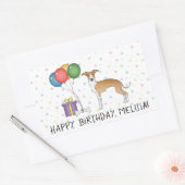 Sticker Rectangulaire Gris Italien Blanc Et Faun - Joyeux Anniversaire (Enveloppe)