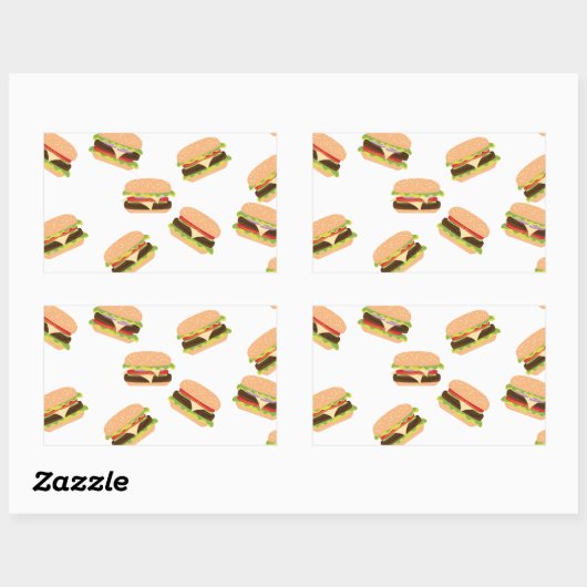 Sticker Rectangulaire Gros hamburger (Feuille)