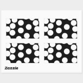 Sticker Rectangulaire Gros points en noir et blanc. (Feuille)