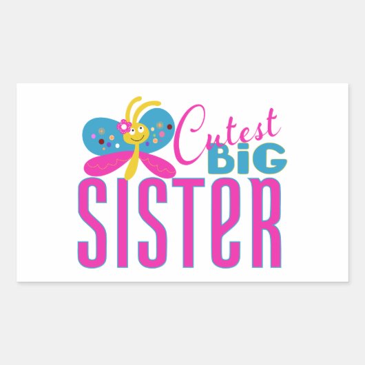 Sticker Rectangulaire Grosse Soeur Cutest - Papillon (Devant)