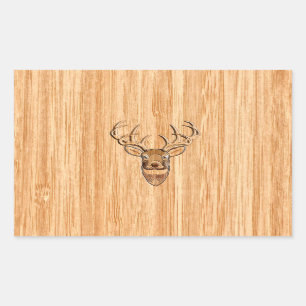 Sticker Rectangulaire Grotte blanche Cerf de bois Grain style graphique