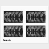 Sticker Rectangulaire Group of Plains Zebra Drink Together at Night (Feuille)