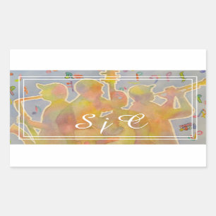 Sticker Rectangulaire Groupe de Jazz coloré