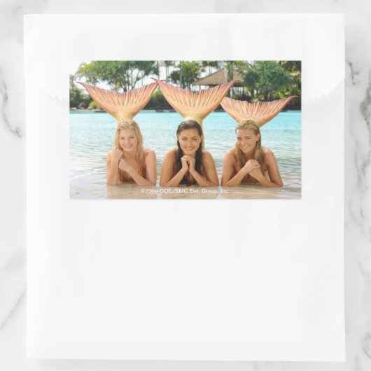 Sticker Rectangulaire Groupe Sur La Plage (Sac)