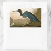 Sticker Rectangulaire Grue bleue Héron Impression Audubon Art côtier (Sac)