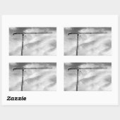 Sticker Rectangulaire Grue de construction et ciel photo noir et blanc (Feuille)